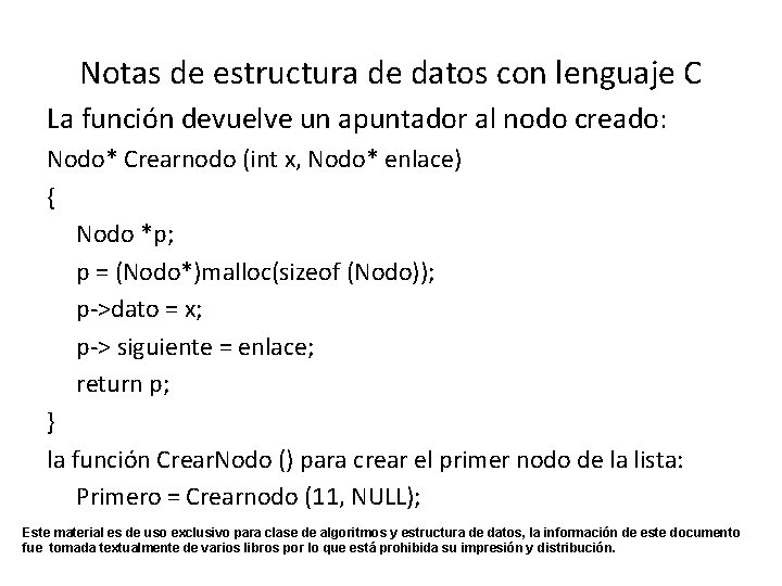 Notas de estructura de datos con lenguaje C La función devuelve un apuntador al