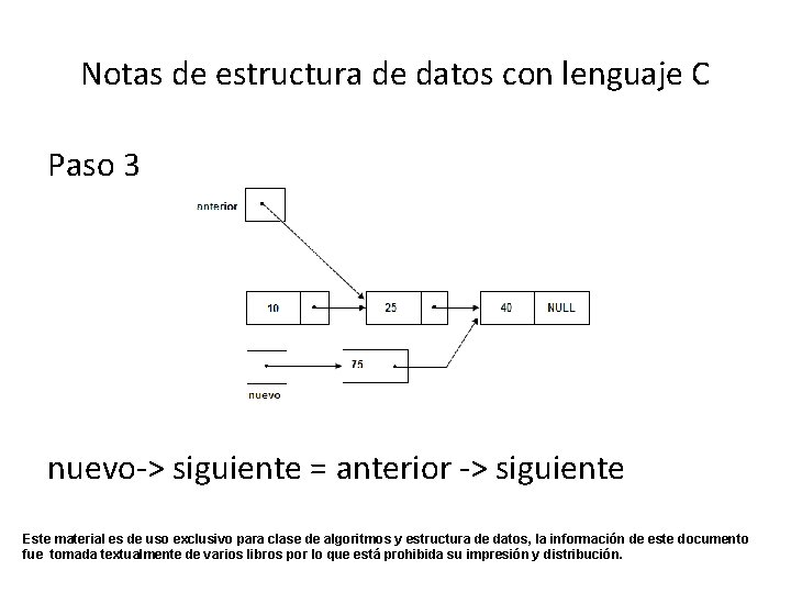 Notas de estructura de datos con lenguaje C Paso 3 nuevo-> siguiente = anterior