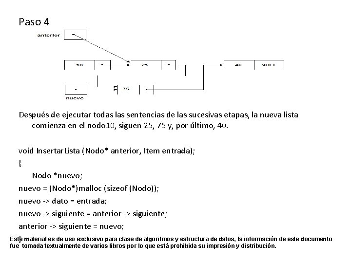 Paso 4 Después de ejecutar todas las sentencias de las sucesivas etapas, la nueva