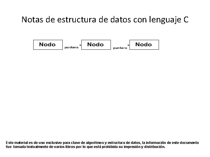 Notas de estructura de datos con lenguaje C Este material es de uso exclusivo Notas de estructura de datos con lenguaje C Este material es de uso exclusivo