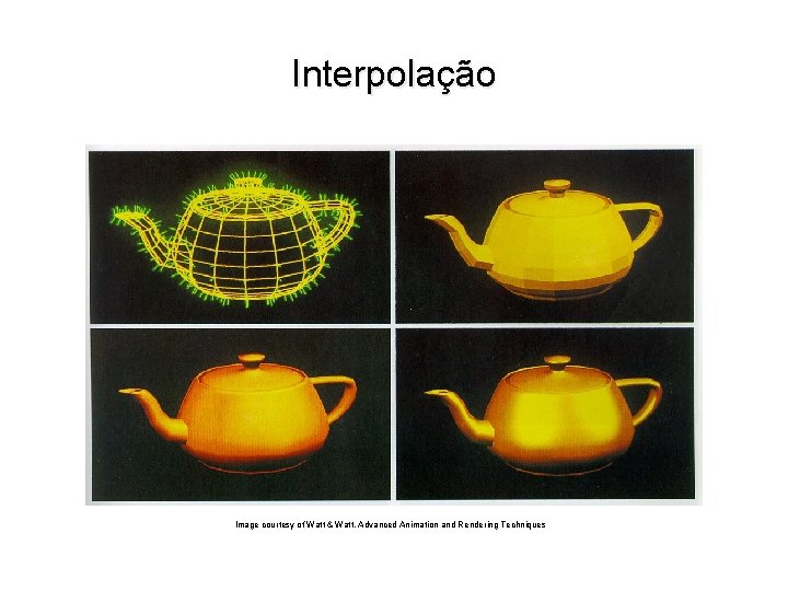 Interpolação Image courtesy of Watt & Watt, Advanced Animation and Rendering Techniques 