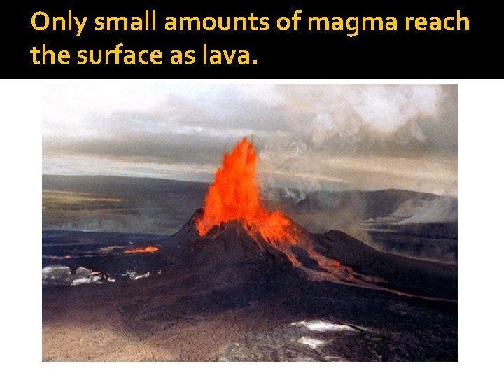 Only small amounts of magma reach the surface as lava. 