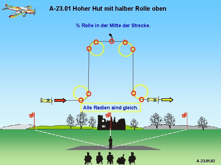 A-23. 01 Hoher Hut mit halber Rolle oben ½ Rolle in der Mitte der