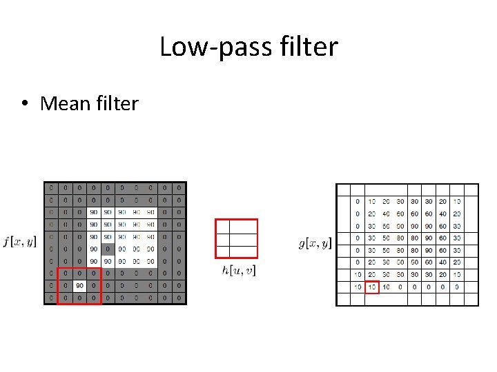 Low-pass filter • Mean filter Low-pass filter • Mean filter