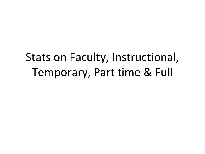 Stats on Faculty, Instructional, Temporary, Part time & Full Stats on Faculty, Instructional, Temporary, Part time & Full