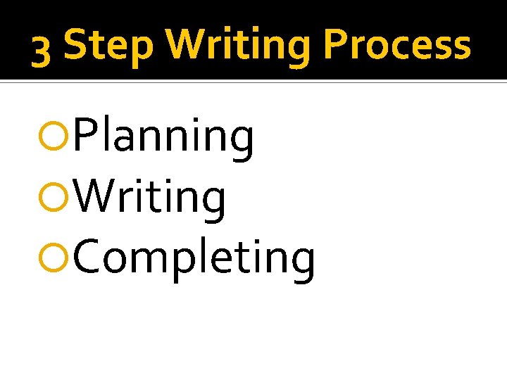 3 Step Writing Process Planning Writing Completing 