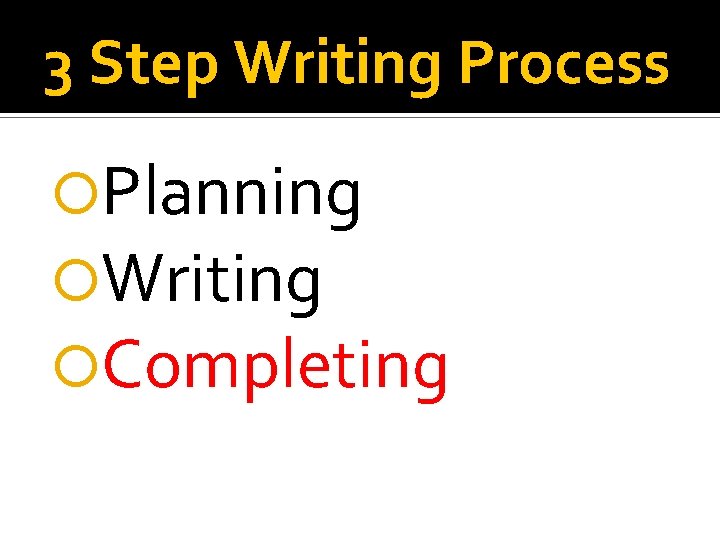 3 Step Writing Process Planning Writing Completing 