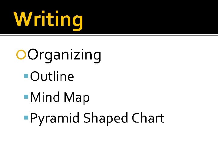 Writing Organizing Outline Mind Map Pyramid Shaped Chart 