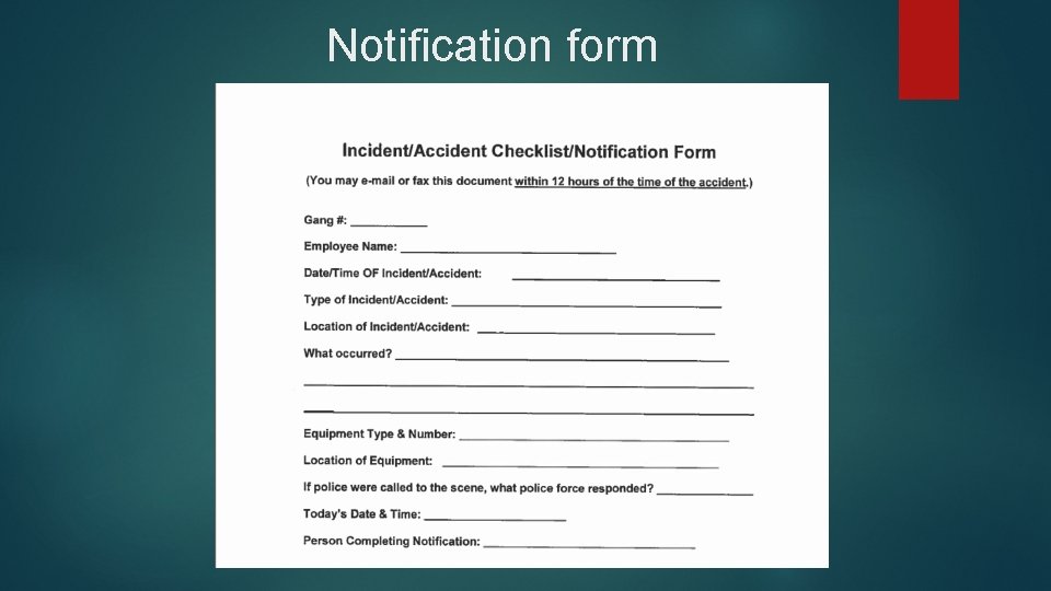 Notification form 