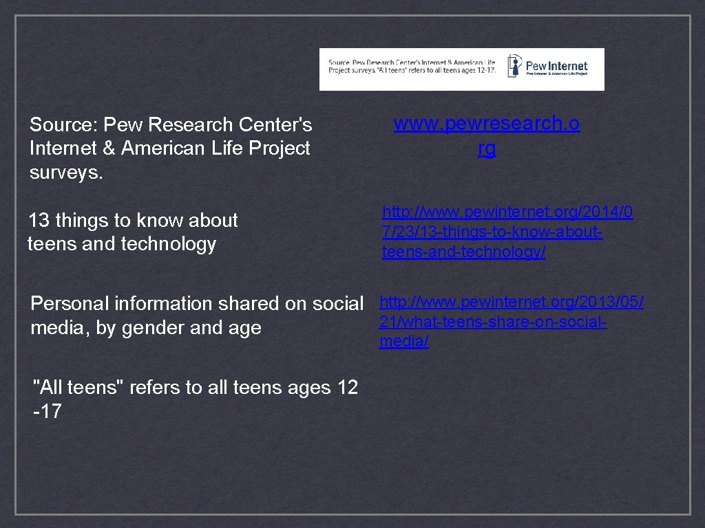 Source: Pew Research Center's Internet & American Life Project surveys. 13 things to know