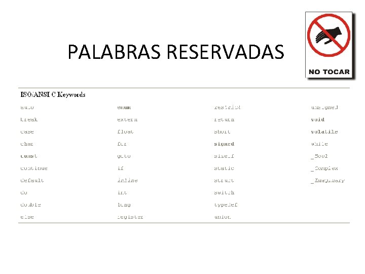 PALABRAS RESERVADAS 