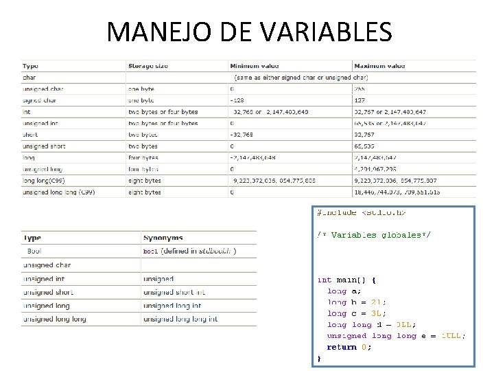 MANEJO DE VARIABLES 