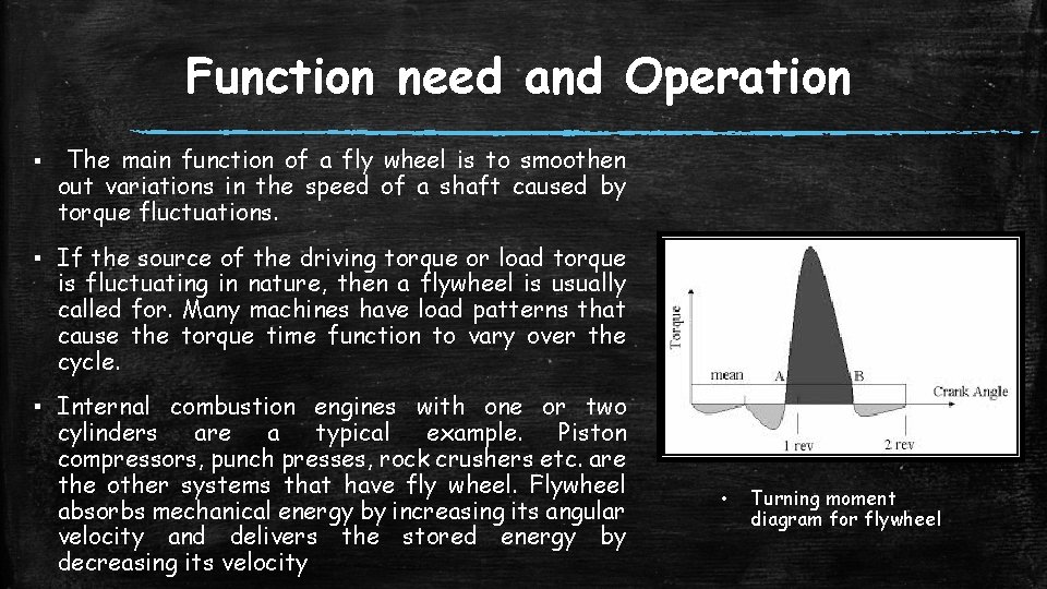Function need and Operation ▪ The main function of a fly wheel is to