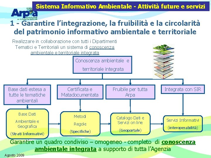 Sistema Informativo Ambientale - Attività future e servizi 1 - Garantire l’integrazione, la fruibilità