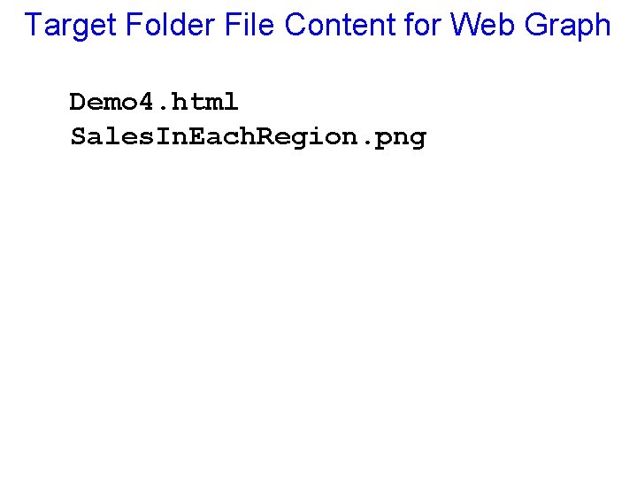 Target Folder File Content for Web Graph Demo 4. html Sales. In. Each. Region.