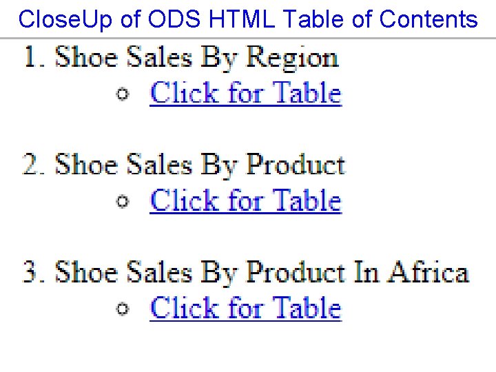 Close. Up of ODS HTML Table of Contents 