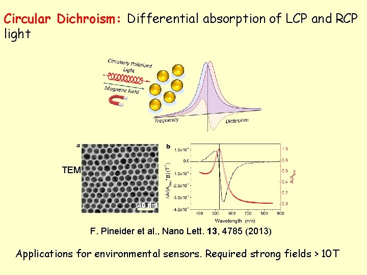 Circular Dichroism: Differential absorption of LCP and RCP light TEM 40 nm F. Pineider