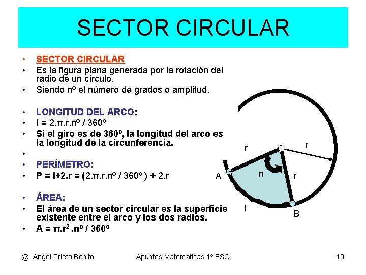 SECTOR CIRCULAR • • • SECTOR CIRCULAR Es la figura plana generada por la