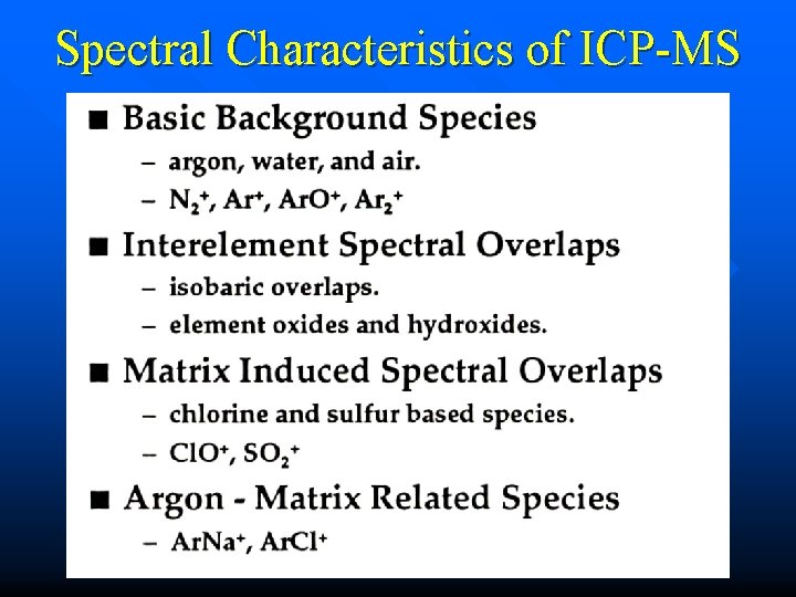 Spectral Characteristics of ICP-MS 