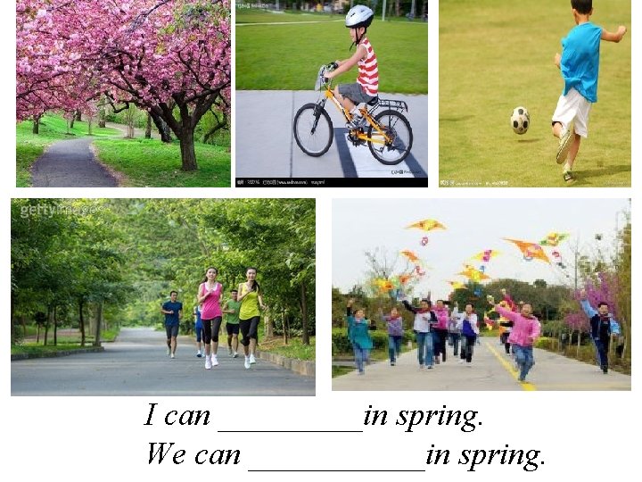 I can _____in spring. We can ______in spring. 