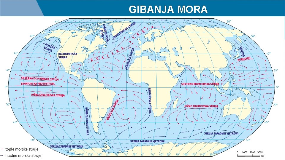 GIBANJA MORA • morske struje • horizontalna premještanja velikih masa morske vode na velike