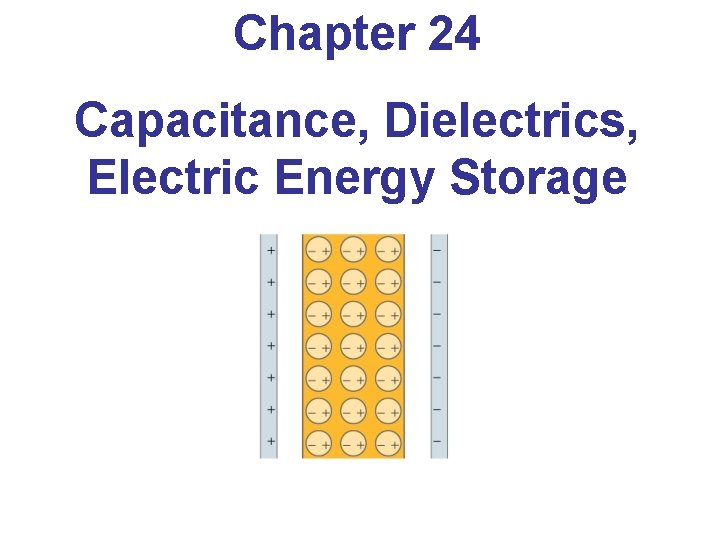 Chapter 24 Capacitance, Dielectrics, Electric Energy Storage 