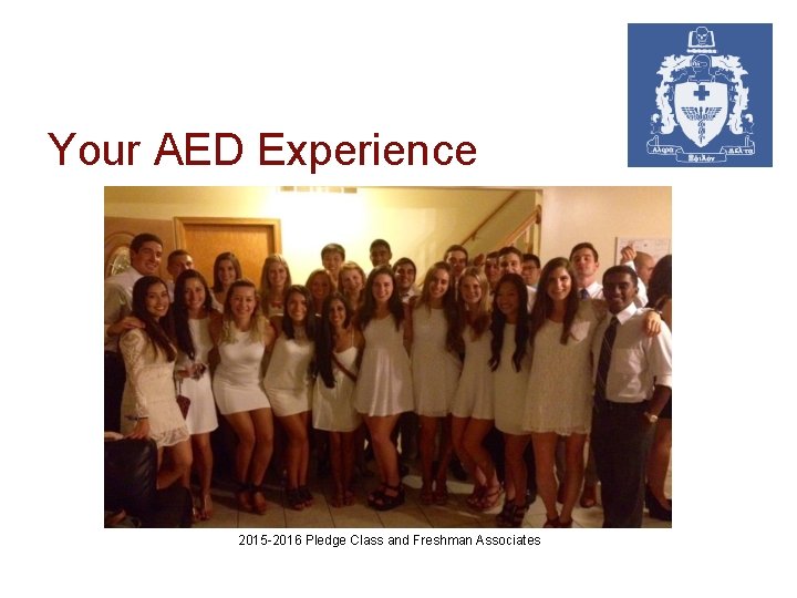 Your AED Experience 2015 -2016 Pledge Class and Freshman Associates 