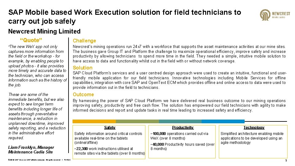 SAP Mobile based Work Execution solution for field technicians to carry out job safely