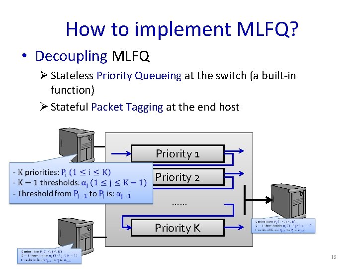 How to implement MLFQ? • Decoupling MLFQ Ø Stateless Priority Queueing at the switch