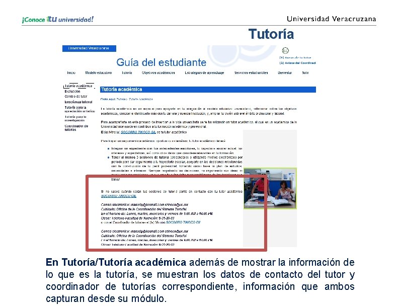 Tutoría En Tutoría/Tutoría académica además de mostrar la información de lo que es la