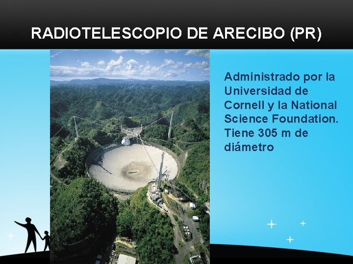RADIOTELESCOPIO DE ARECIBO (PR) Administrado por la Universidad de Cornell y la National Science