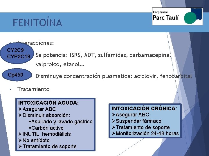 FENITOÍNA • Interacciones: CY 2 C 9 CYP 2 C 19 • Se potencia: