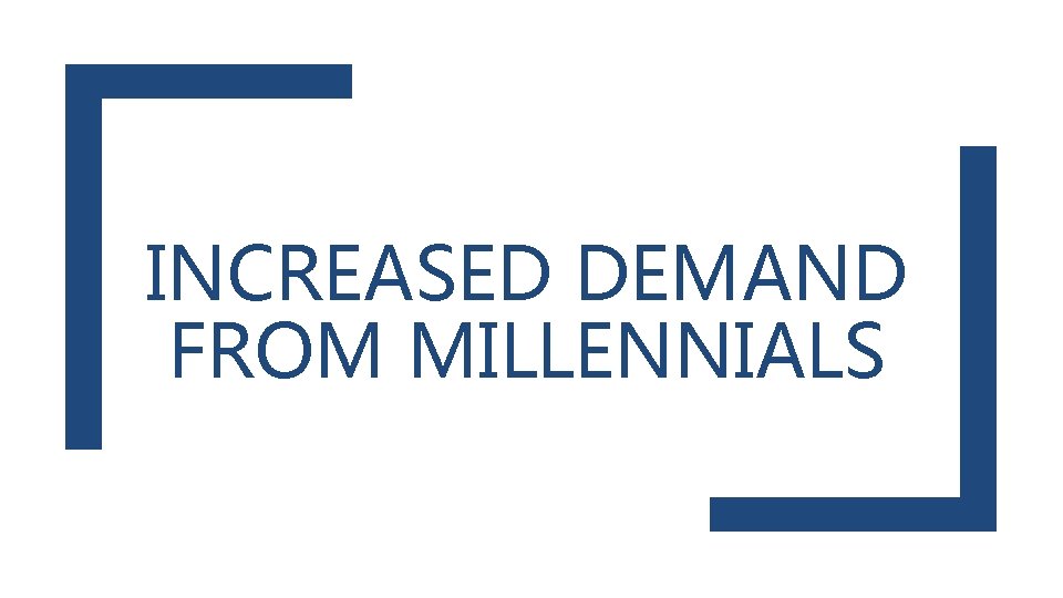 INCREASED DEMAND FROM MILLENNIALS 
