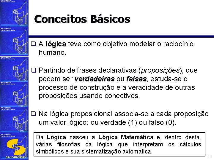 Conceitos Básicos q A lógica teve como objetivo modelar o raciocínio lógica humano. q