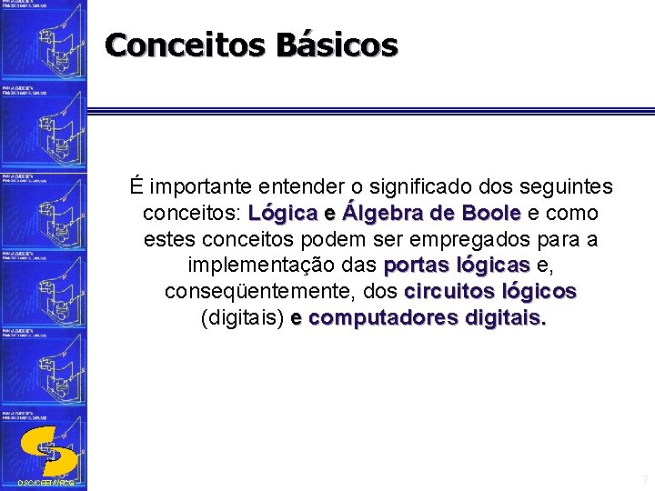 Conceitos Básicos É importante entender o significado dos seguintes conceitos: Lógica e Álgebra de