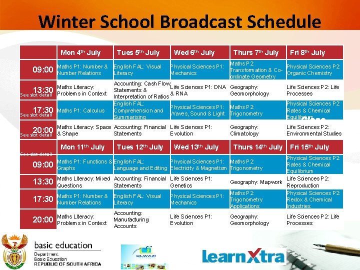 Winter School Broadcast Schedule Mon 4 th July 09: 00 Maths P 1: Number