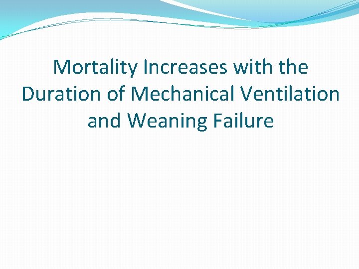 Mortality Increases with the Duration of Mechanical Ventilation and Weaning Failure 