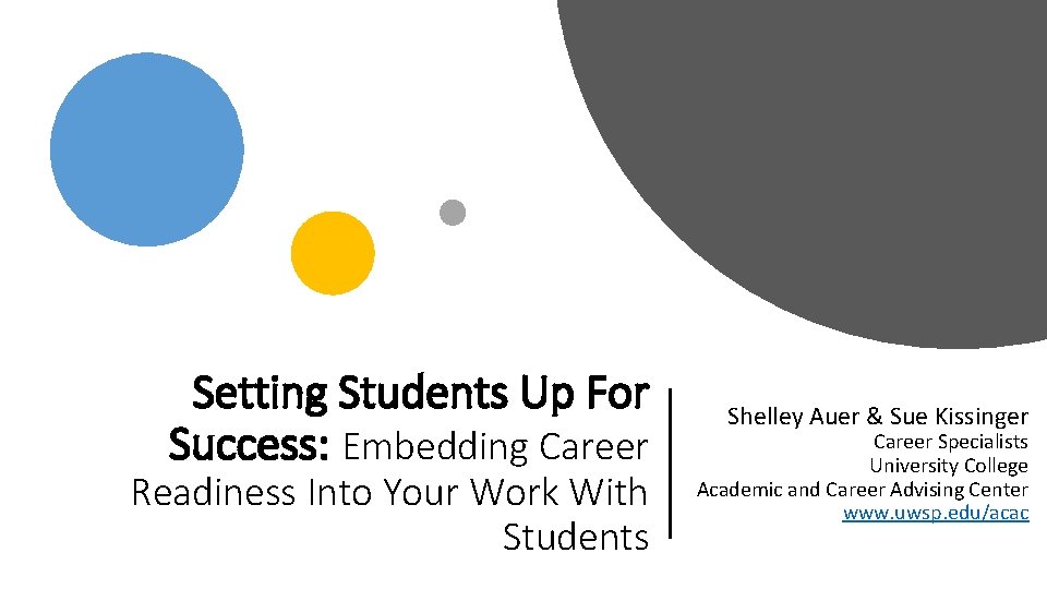 Setting Students Up For Success: Embedding Career Readiness Into Your Work With Students Shelley