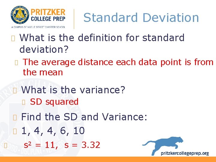 Standard Deviation What is the definition for standard deviation? The average distance each data