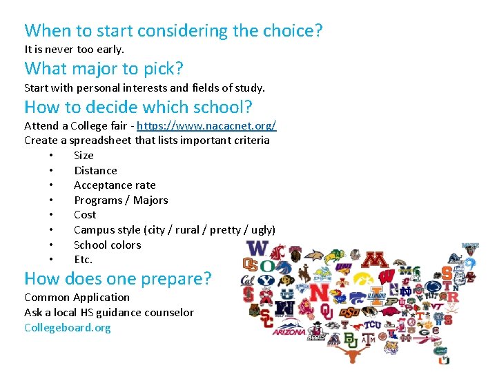 When to start considering the choice? It is never too early. What major to