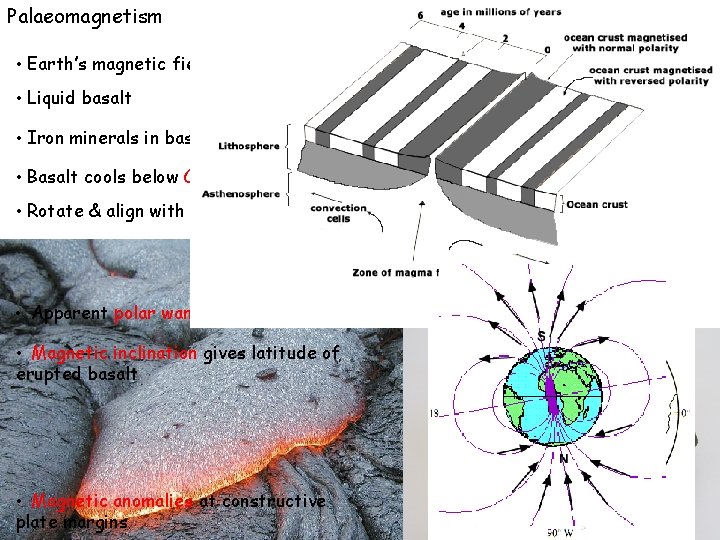 Palaeomagnetism • Earth’s magnetic field • Liquid basalt • Iron minerals in basalt e.