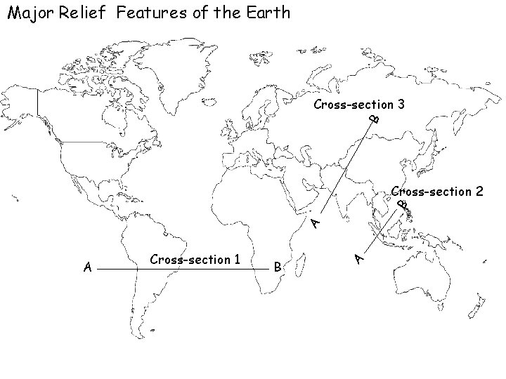 Major Relief Features of the Earth B Cross-section 3 A Cross-section 1 B A