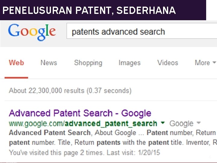 PENELUSURAN PATENT, SEDERHANA SENTRA HKI 6 