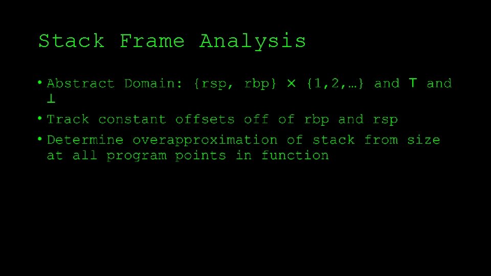 Stack Frame Analysis • 