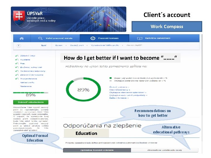 Client´s account Work Compass How do I get better if I want to become