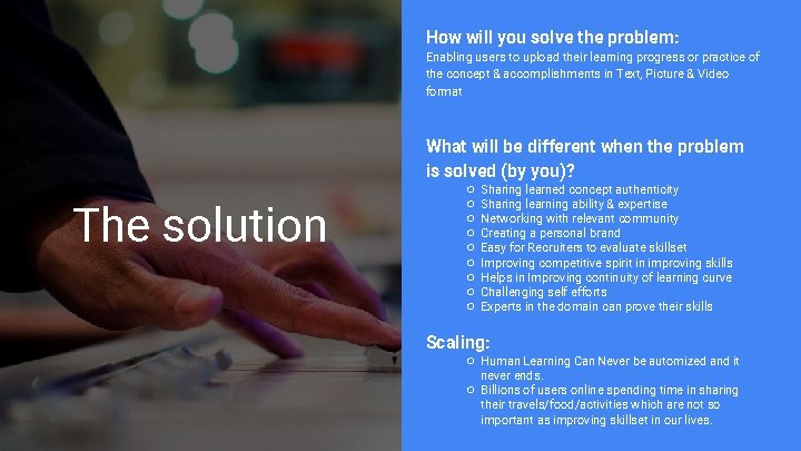 How will you solve the problem: Enabling users to upload their learning progress or