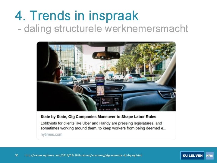 4. Trends in inspraak - daling structurele werknemersmacht 30 https: //www. nytimes. com/2019/03/26/business/economy/gig-economy-lobbying. html