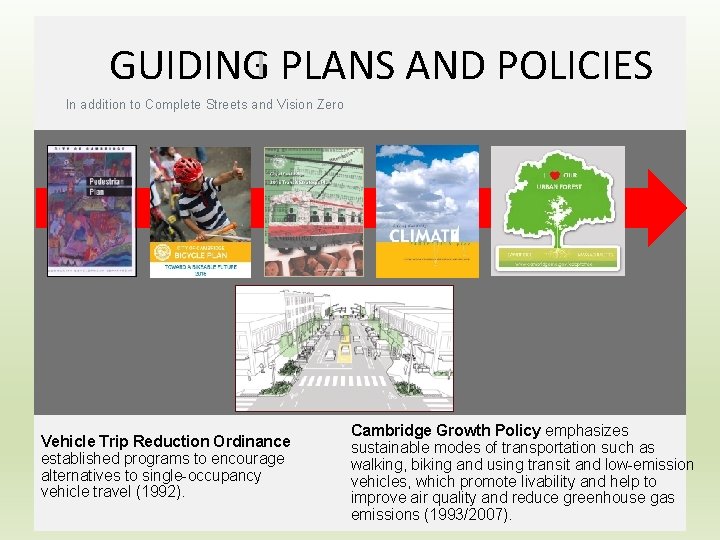 GUIDING PLANS AND POLICIES In addition to Complete Streets and Vision Zero Vehicle Trip