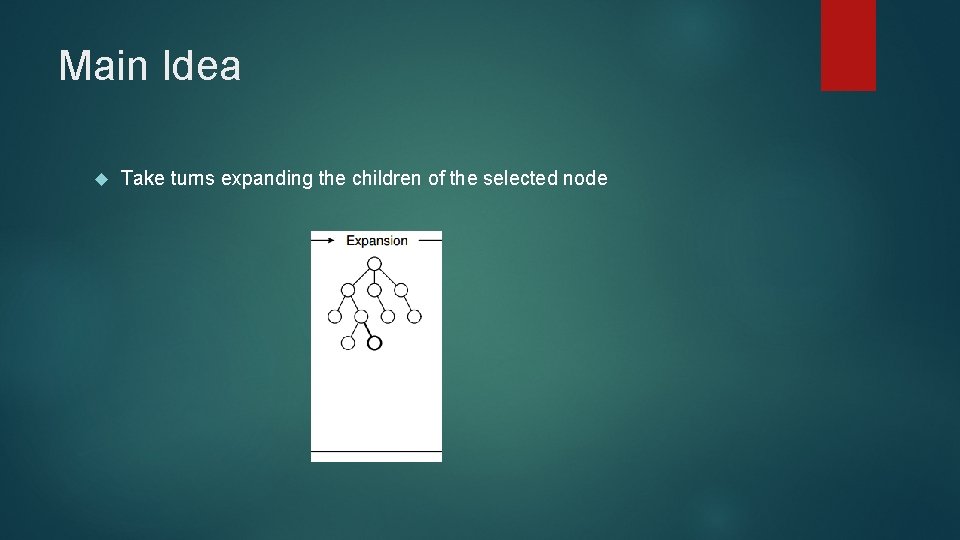 Main Idea Take turns expanding the children of the selected node 