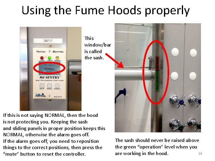 Using the Fume Hoods properly This window/bar is called the sash. If this is